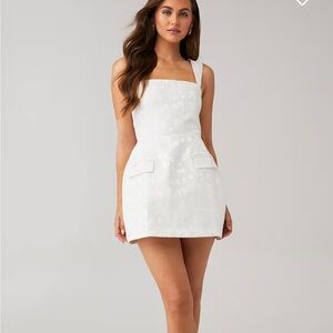 Amanda Uprichard White Floral Jacquard Mini Dress